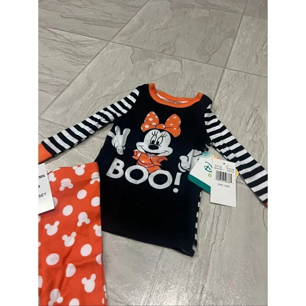 Disney Minnie Mouse Boo Halloween 2pc Jammy Set Girls Size 0-3 Month NEW